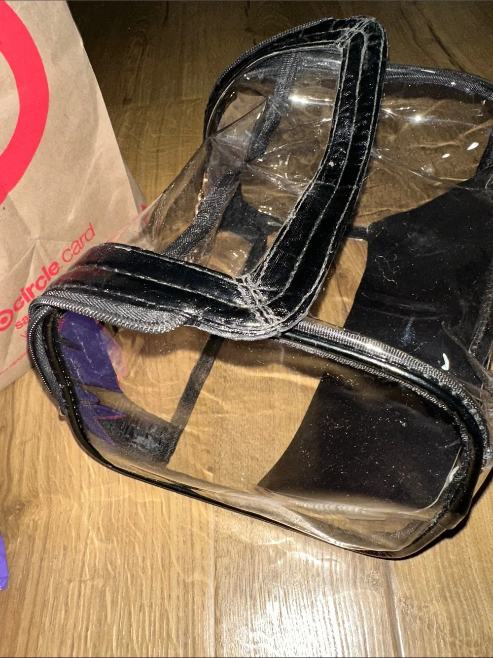 Clear make up bag  with Black Trim